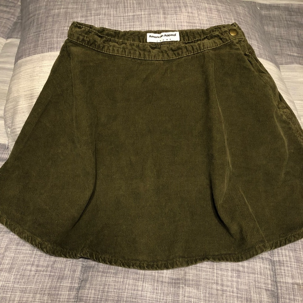 American Apparel Circle Skirt (Olive Corduroy)